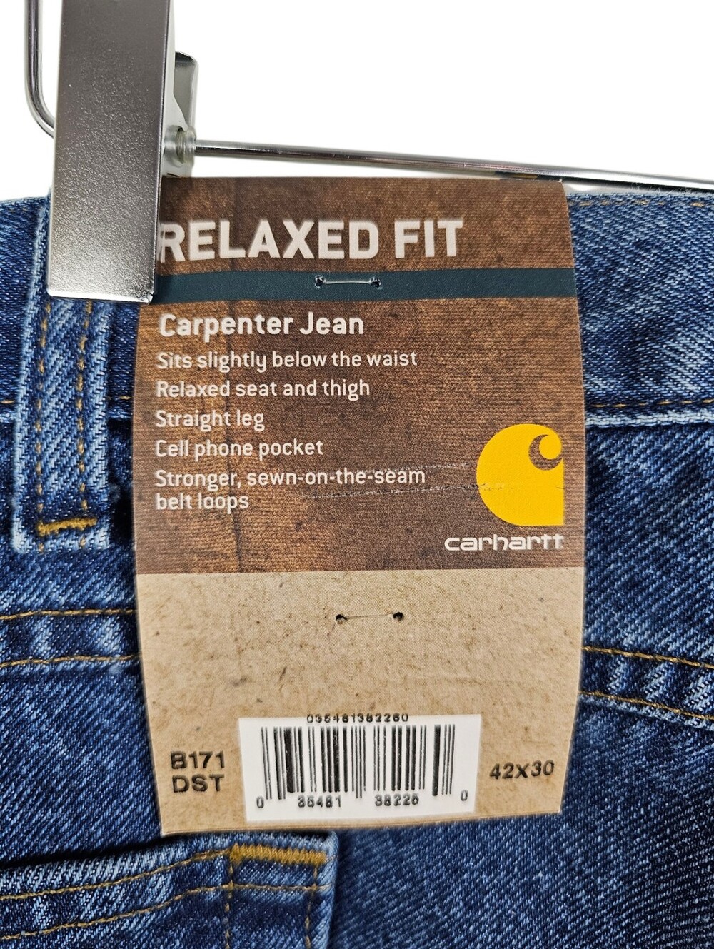 Carhartt Relaxed Fit Carpenter Jeans 42x30 Straight Leg NWT - Picture 3 of 9